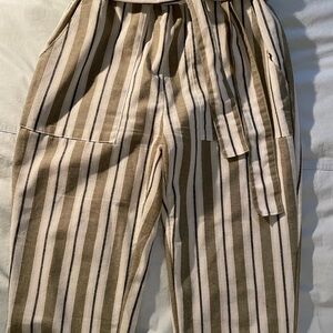 Ci Sono Beige and Brown Striped Men's Chinos